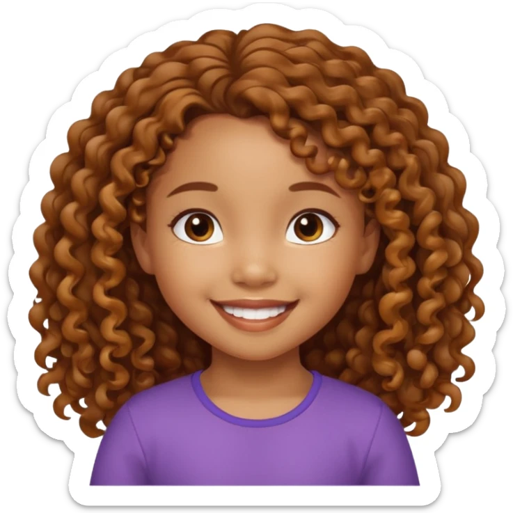 5 year old blasian girl with long brown curly hair sticker