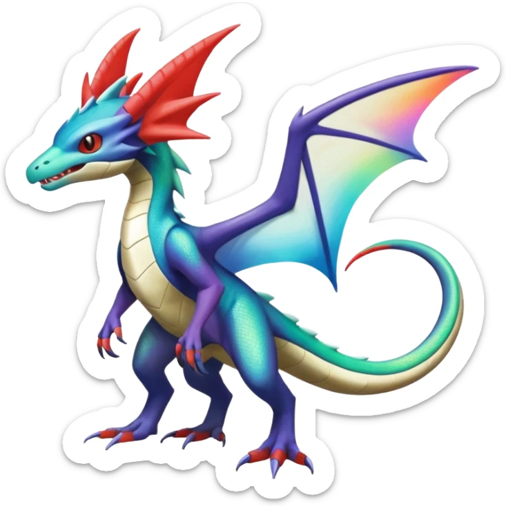 Shiny Noivern-Salandit-Latios-Flygon-Fakémon-hybrid-creature (full body)  sticker