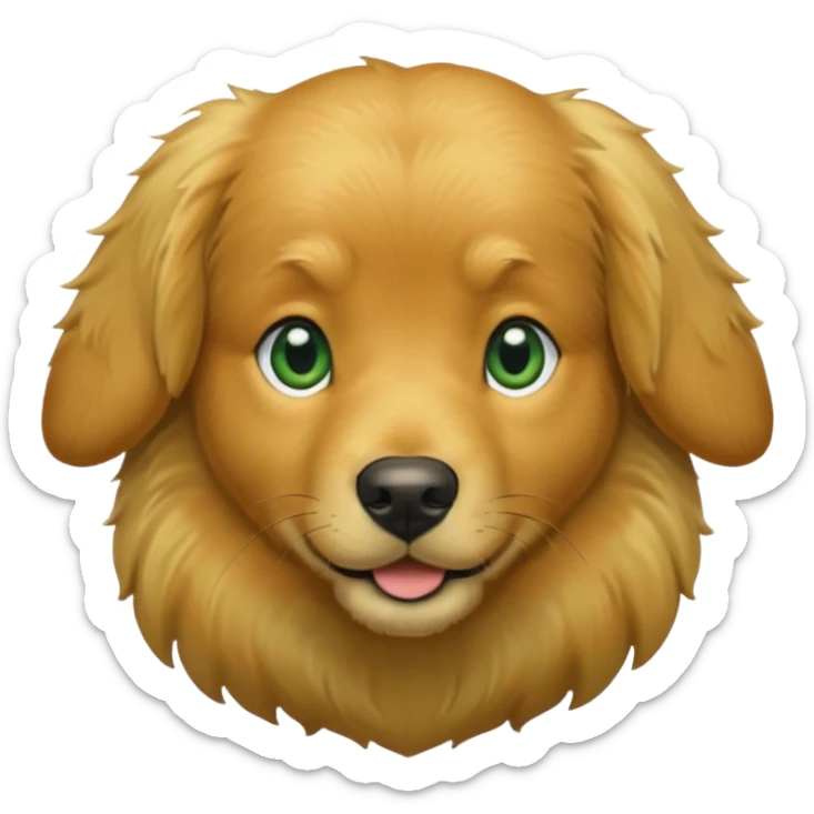 green dog extra furry golden retriever. The dog fur is all green sticker