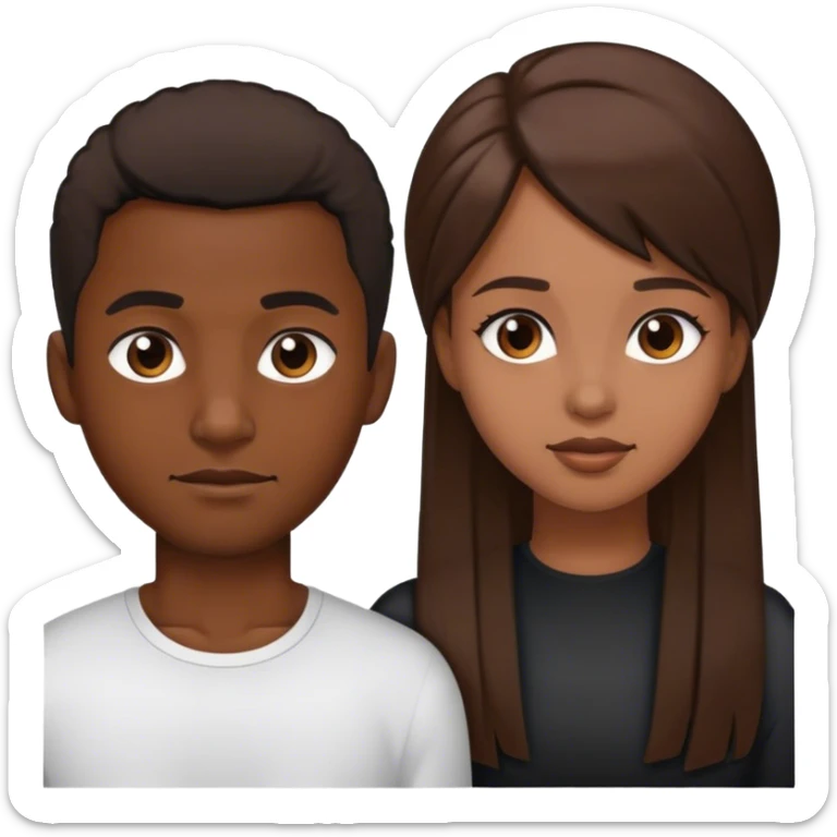 Black man with short hair and brown girl with long hair sticker