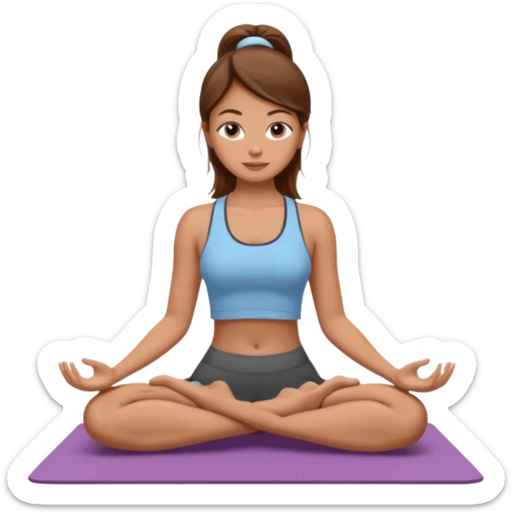 A white girl with brown hair who works remotely and enjoys yoga sticker