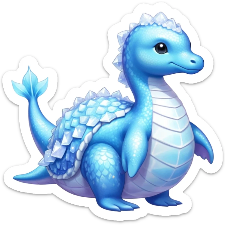 Shiny Exotic Colorful Ethereal Sparkly Lapras-Flaaffy-Amaura-Aurorus-Fakémon-hybrid-creature (full body)  sticker