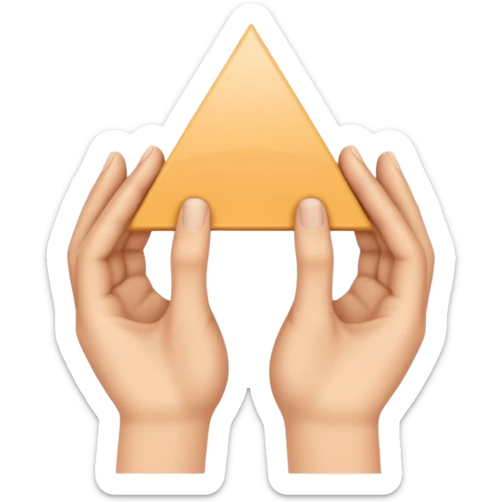 Similar to the heart hands emoji, this emoji should show a triangle created by the fingers of the hands where the two thumbs form the first side of the triangle and the remaining four fingers of each hand create one side each sticker