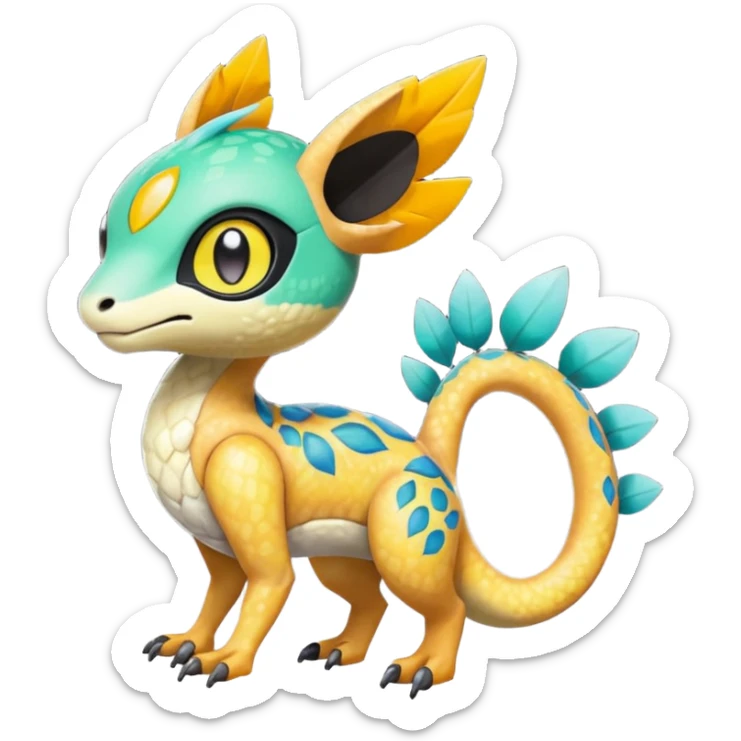 Meloetta-Agumon-Trico-Pokémon-Fakémon-fusion-hybrid-creature sticker