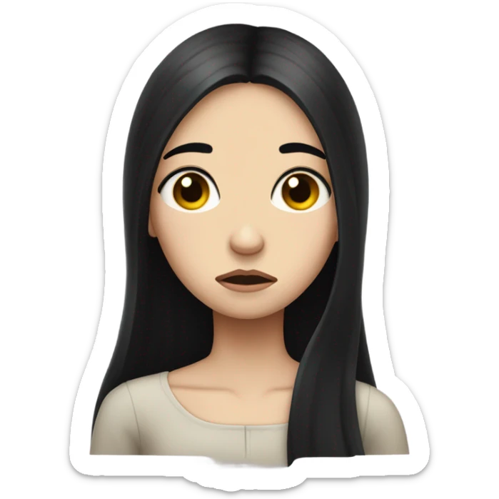 Pale girl black hair sad and crying and heart broken sticker