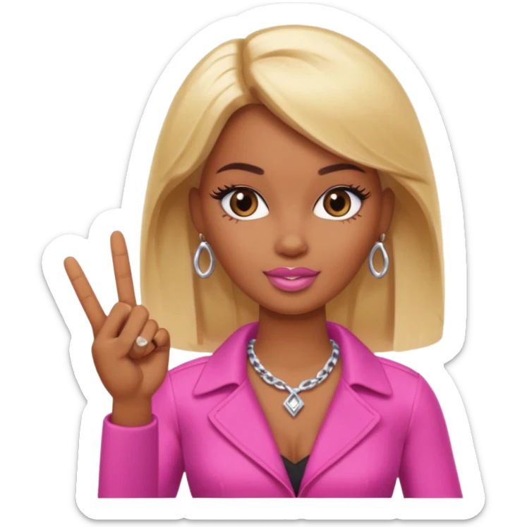 Brown skin blonde hair brown eyed barbie shooting the middle finger  sticker
