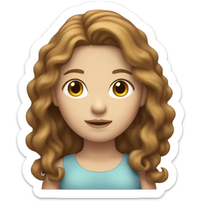 Full body white girl with wavy brown hair sticker