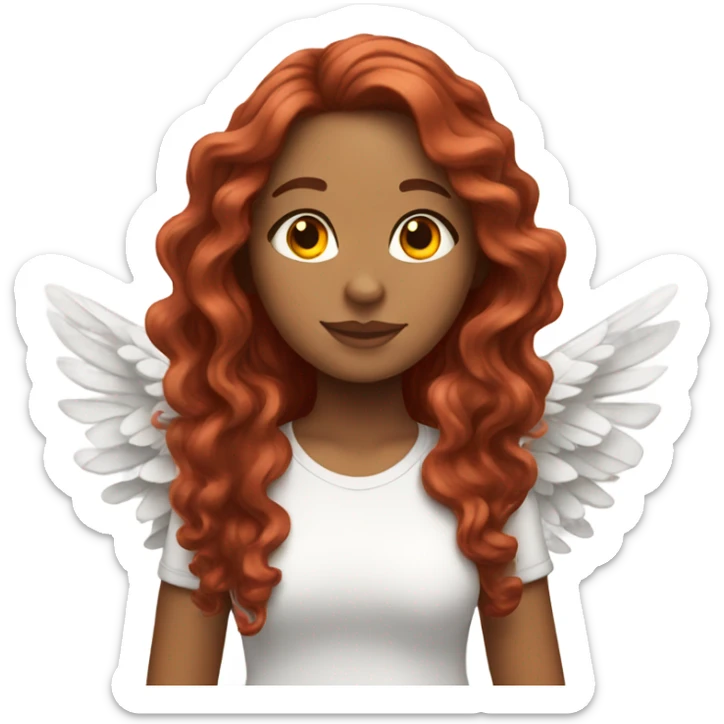 Latina girl with long red wavy hair with white wings sticker