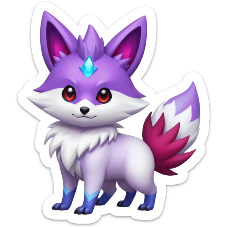 Shiny White with Violet markings and nebula markings Zorua-Zangoose-Pokémon-Fakémon-fusion-hybrid-creature sticker