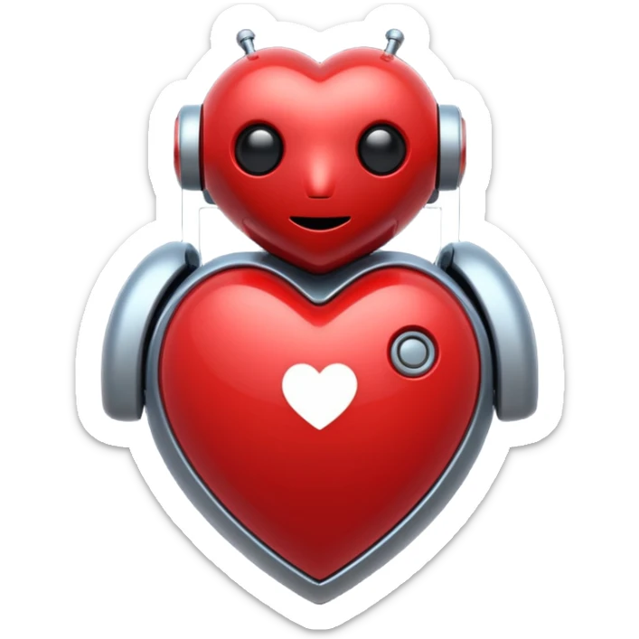 robot themed heart sticker