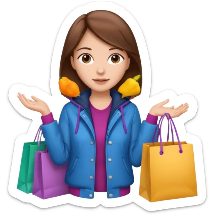 woman with brown hair buys clothes in a store, shopping vibe sticker