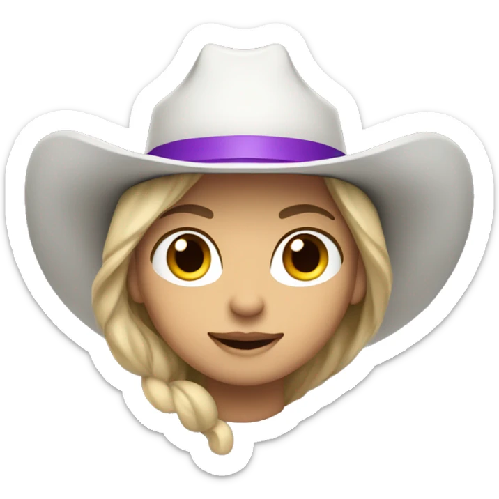 Cowgirl wearing purple cowboy hat white skin sticker