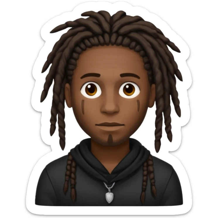 black male with dreads and a birthmark on his left cheek playboi carti in black clothing sticker