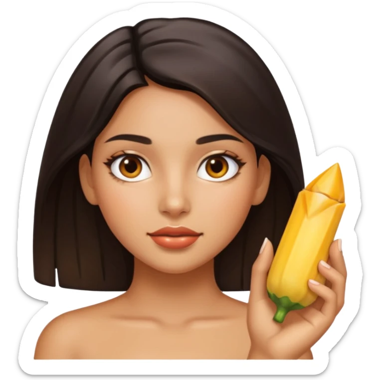 Latina girl with shiny, oily skin that's very noticeable sticker