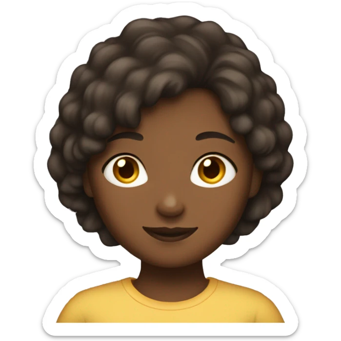 A girl with dark brownhair and brown skin with layers and ten years old sticker