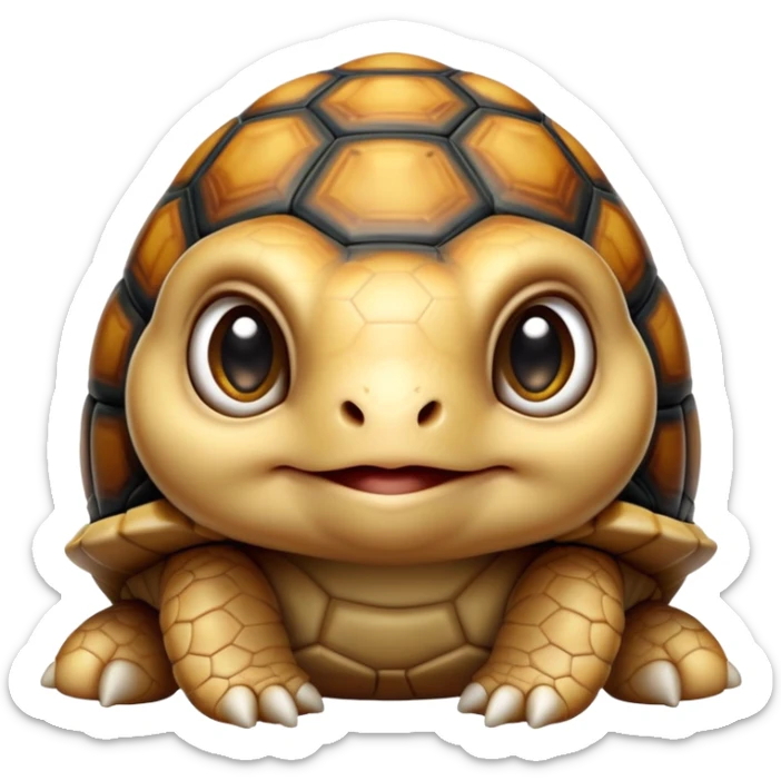 cinematic-baby tortoise-realistic--emoji,,-cute-wise-face-peering-ahead-with-calm-determination,-cute large-eyes-reflecting-centuries of wisdom, sticker