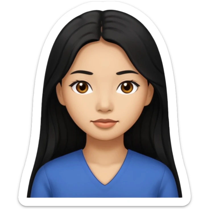 A Filipina woman with light brown skin and long black hair and black eyes sticker