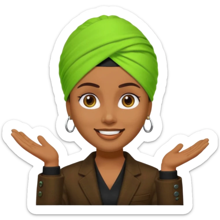 a pretty bratz emoji that looks like a bearded Akshay kumar wearing a neon green turban. Wearing a dark brown flannel blazer with black tshirt underneath.
he should resemble akshay kumar. smiling big sticker