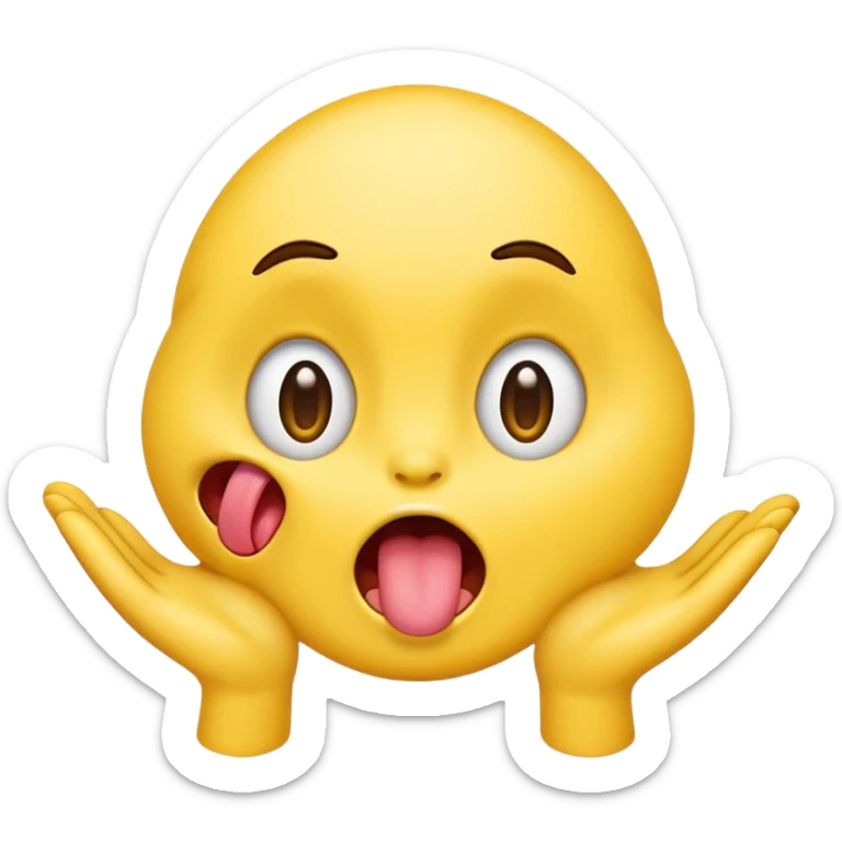 emoji with tongue out wide eyes drooling and hands opening out sticker