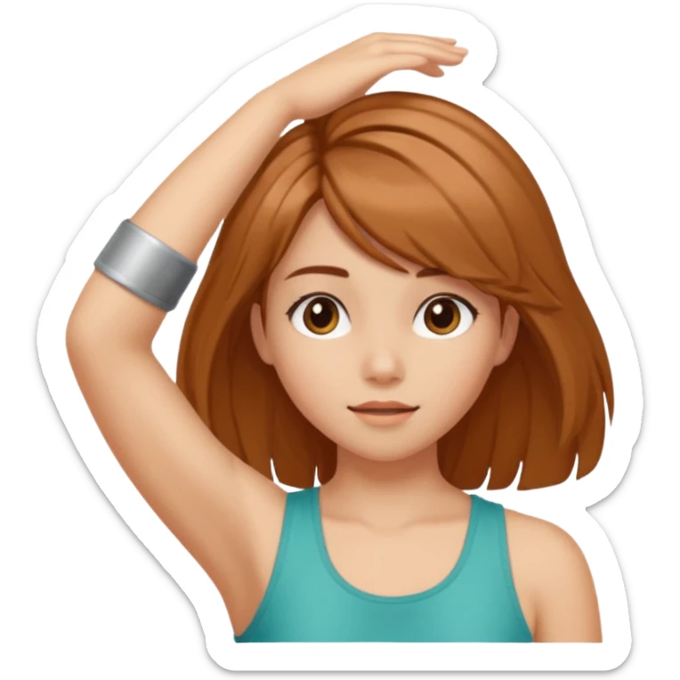 girl with armpit length hair and has peekaboo hair color model  sticker