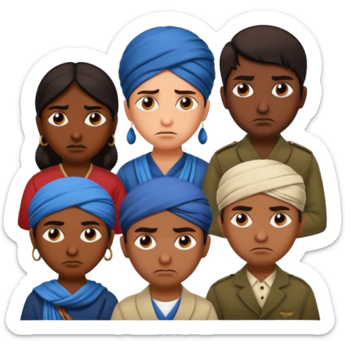 the elites with sad and angry face in India facing White brits. in anti-colonial anti-brits movement sticker