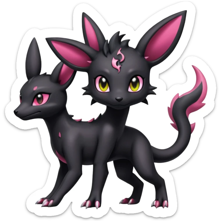 Shiny Dark Edgy Gothic Gloomy Futuristic Salandit-Umbreon-Shaymin-Delcatty-Hybrid (Full body) sticker