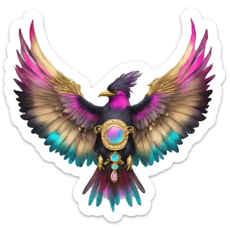 Dark black Beige cyan Pink magenta burgundy maroon cyan beige gray coyote black stripes wearing gold jewellery gold piercings gold gilded vintage watercolour tie dye black raven wings sticker