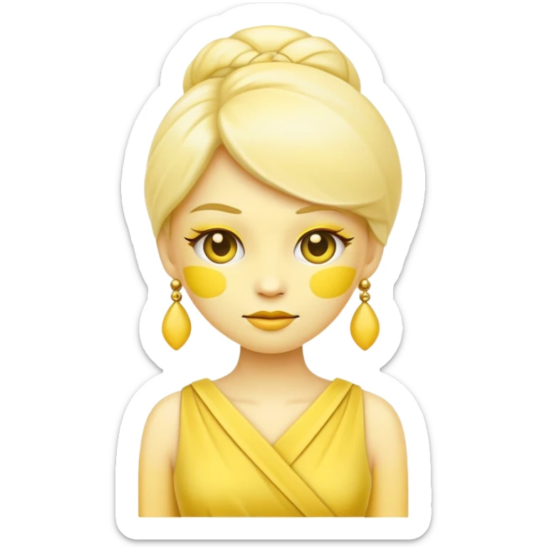 fashionable outfit, yellow face emoji wearing a stylish dress sticker