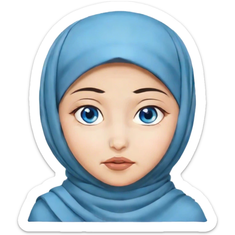 Turkish beautiful finish Konya girl blue eyes with hijab and islamic dress with Face Grimacing sticker
