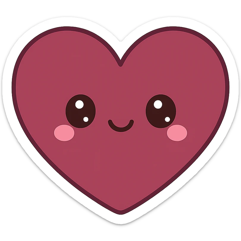 a heart in burgundy color, kawaii style sticker