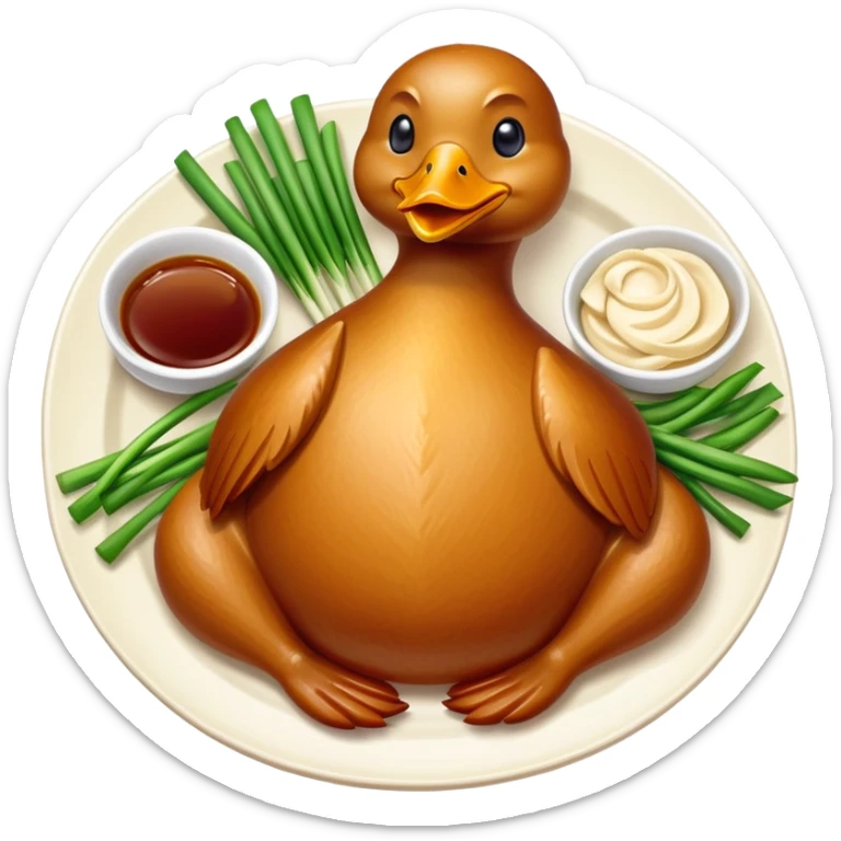 Peking duck, crispy golden skin, Chinese cuisine, emoji style sticker