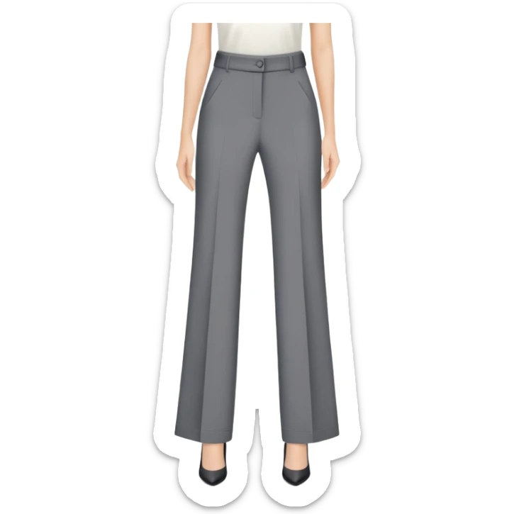 gray wide leg tailored women's dress pants, high waisted, formal trousers, only the garment, no model, flat lay on white background sticker