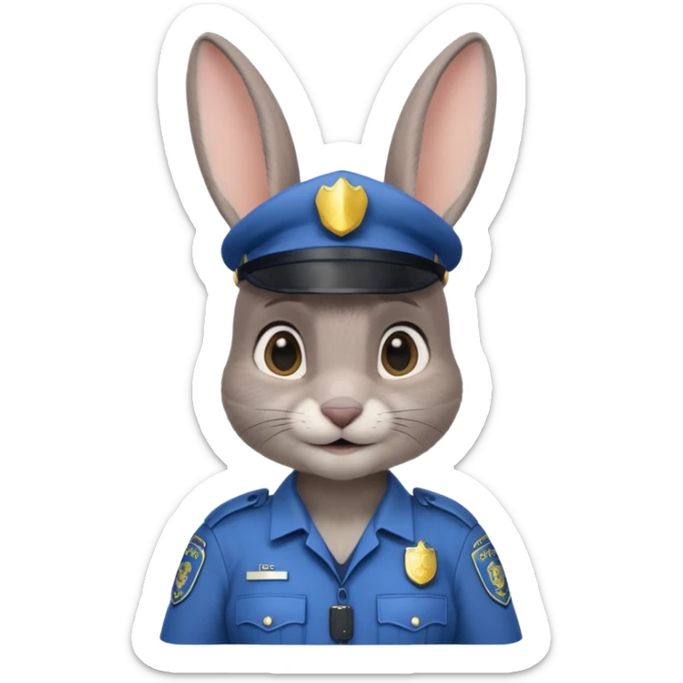 Judy Hopps (gray rabbit with a police suit, without a cap, big ear) from the Zootopia Disney movie sticker