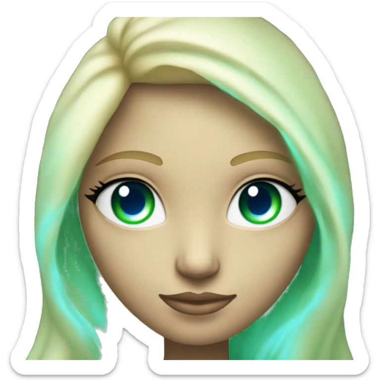 nordic pleiadian in green clothing with thin face long blonde hair and blue eyes third eye glowing sticker