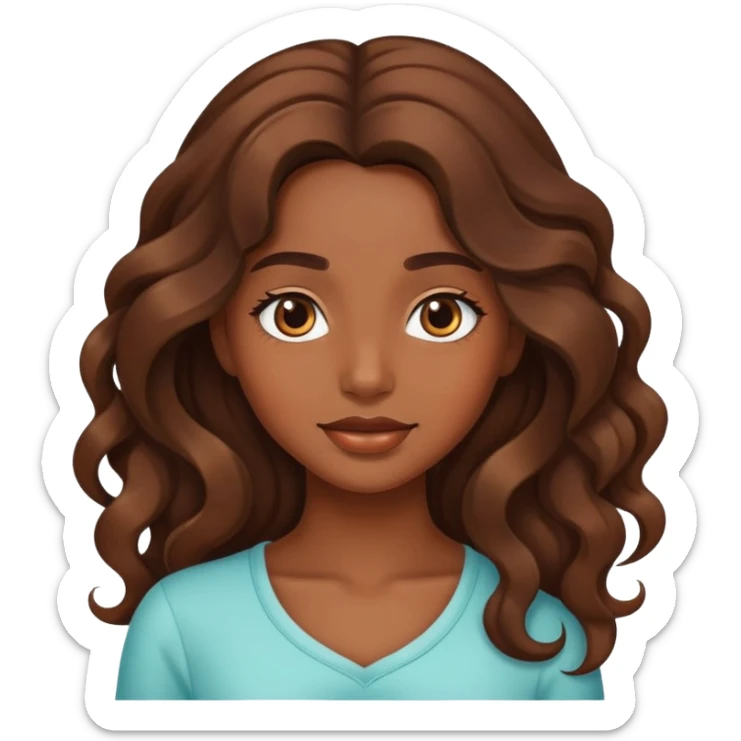 beautiful brown skin girl with long wavy brown hair  sticker