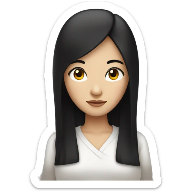 a chinese woman with straight long black hair and black eyes sticker