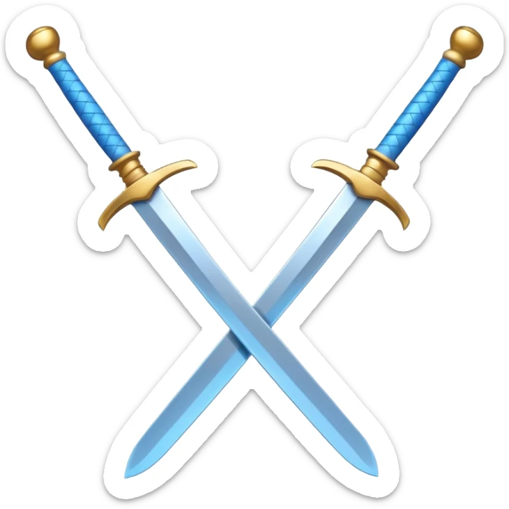 dual swords with blue handles, emoji style, similar to the closed coffee cup emoji style sticker