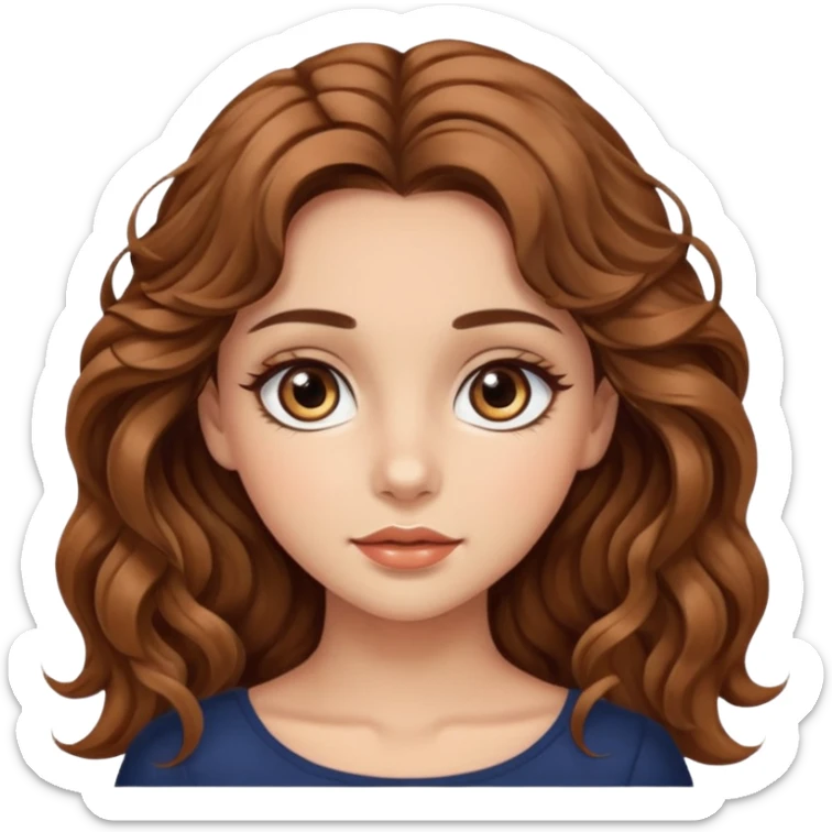 big brown eye long lashes wavy brown hair wheat skin beautiful girl  sticker