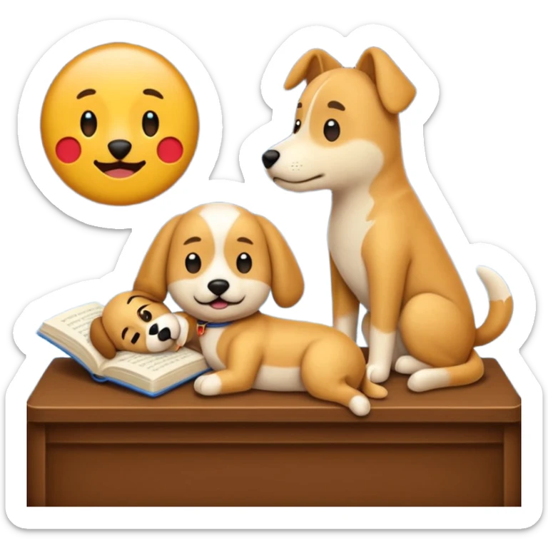 crea un emoji de buenas noches con texto : Buenas noches Javier y Tobi. Javier es un profesor y Tobi q sea un perro sticker