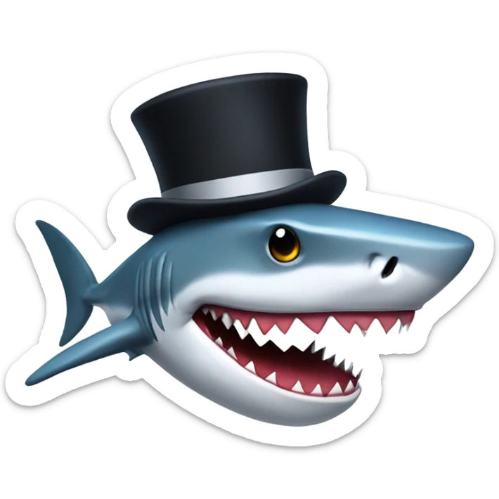 Shark with a top hat sticker