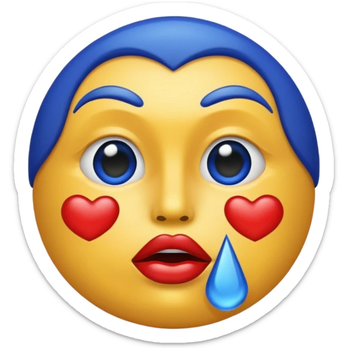 the original kiss mark emoji but instead of it being red it is royal blue  sticker