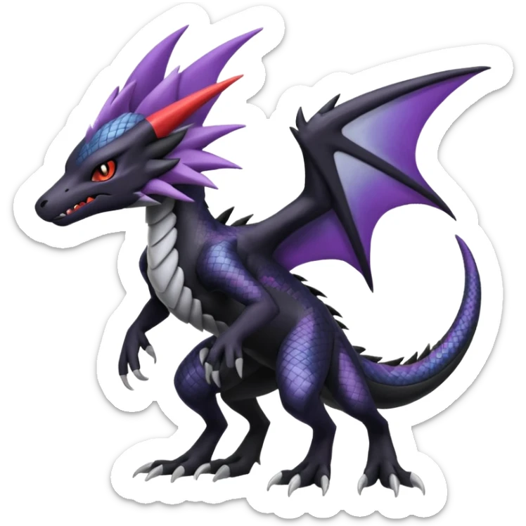 Salandit-Noivern-Mightyena-Silvally-Fakémon-hybrid-creature (full body)  sticker