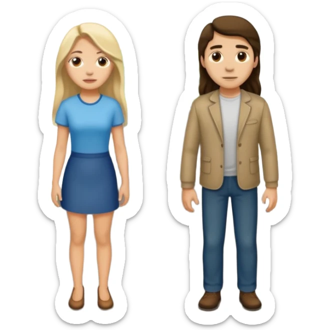 A road where one woman is standing at the beginning of the road and the man at the end of the road sticker