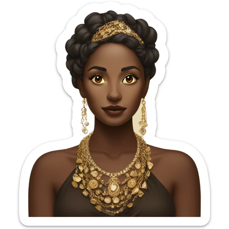 Portrait of stunning brown beauty with gold jewellery  sticker