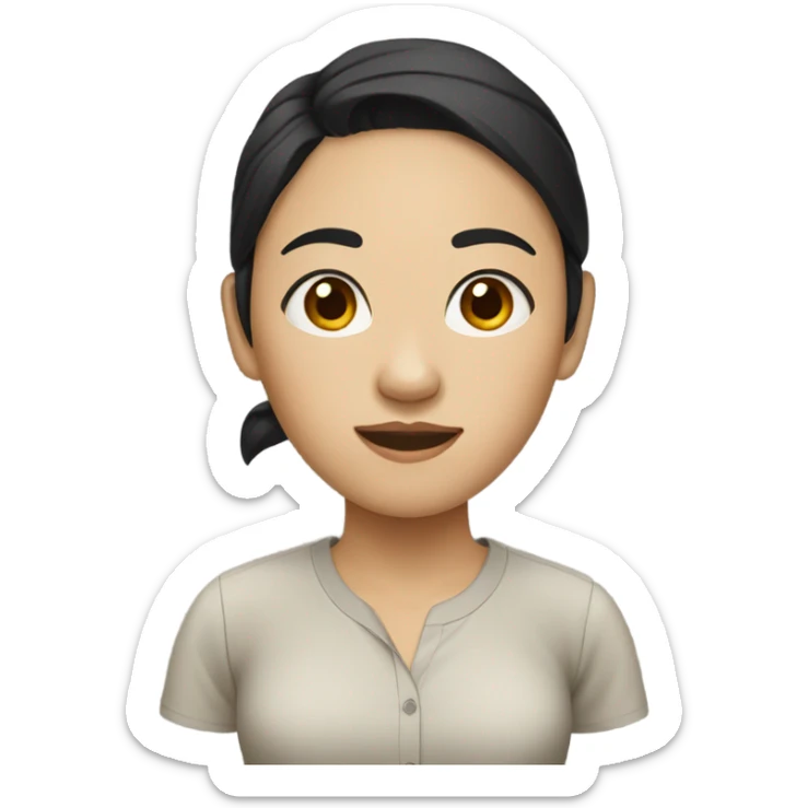 asian woman black hair, casual shirt sticker