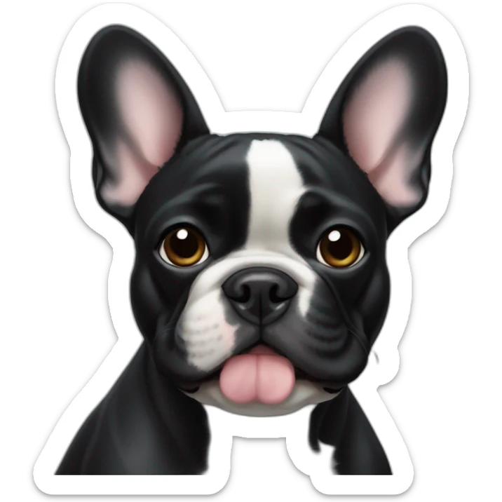 Black French bulldog with a little bit of white in his neck sticker