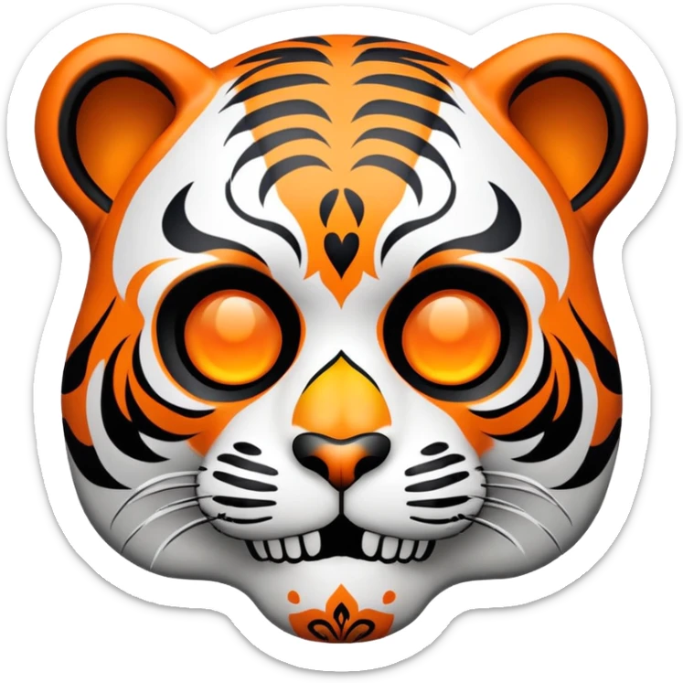 skeleton tiger face with Day of the Dead sugar skull decoration for Twitch emote sticker