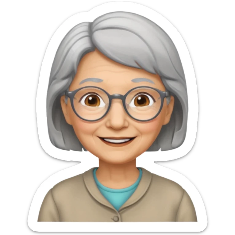 grandmother with glasses and gray hair, grizzle sticker
