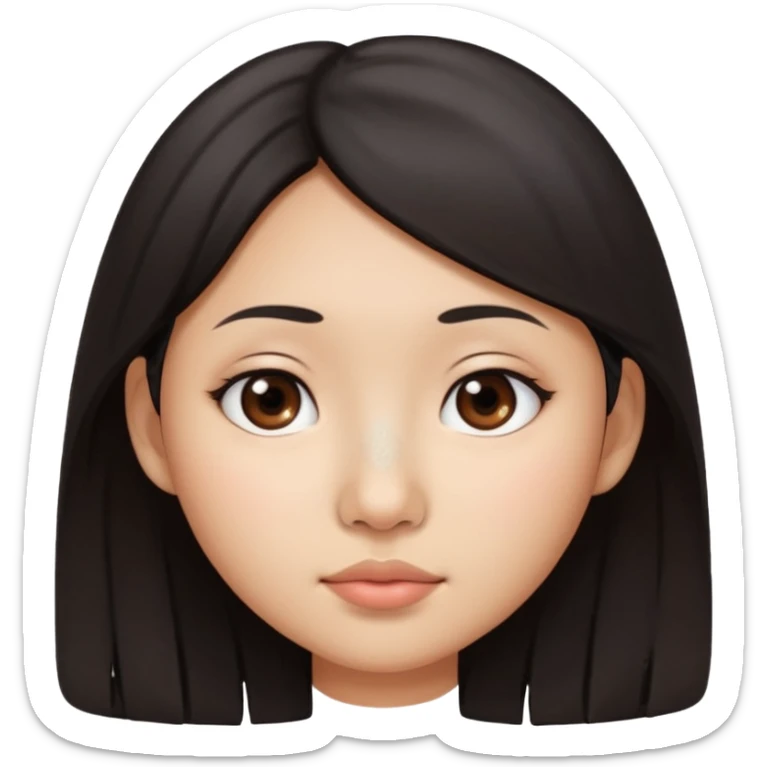 Asian girl with dark hair and a nose mole disappearing  sticker