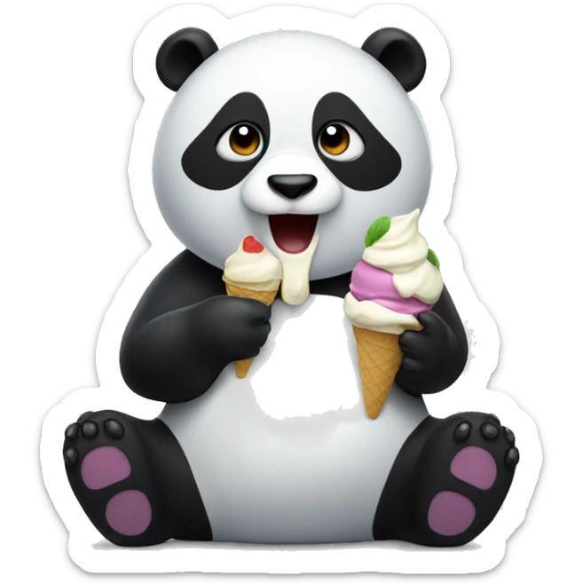 Panda eating ice cream sticker